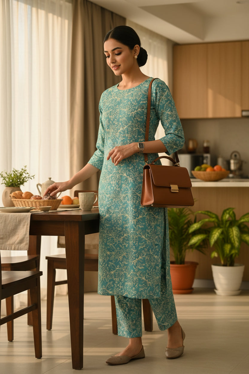 Designer hand block print Cotton top and bottom set