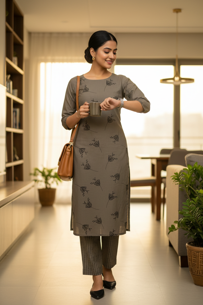 Designer hand block print Cotton top and bottom set