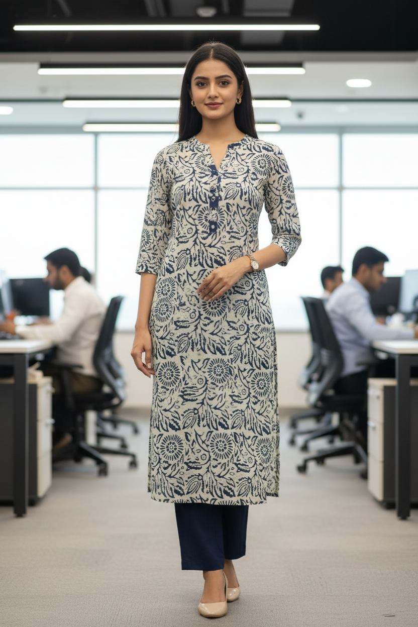 Designer hand block print Cotton top and bottom set