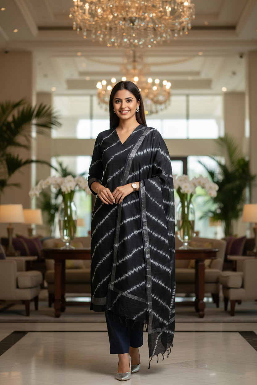 Designer Hand Block Print Pure Cotton Material With Kota Doria Dupatta