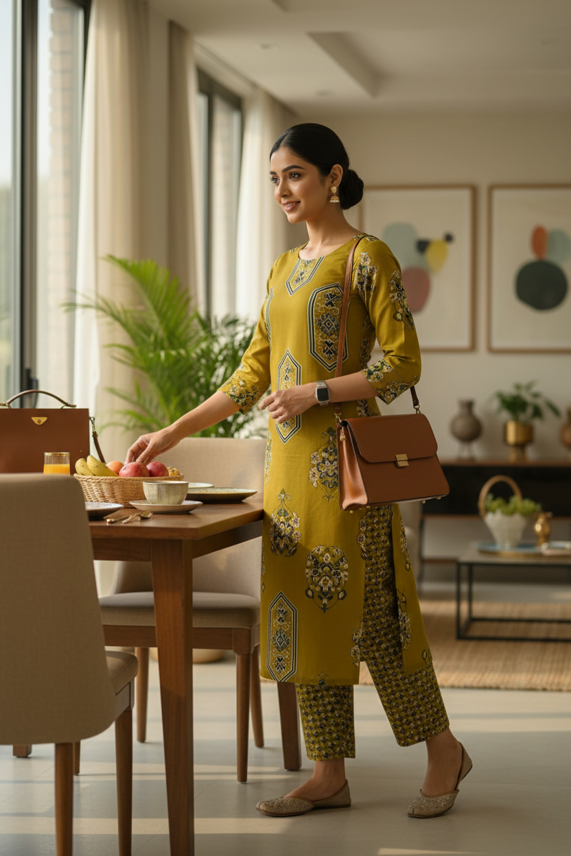 Designer hand block print Cotton top and bottom set