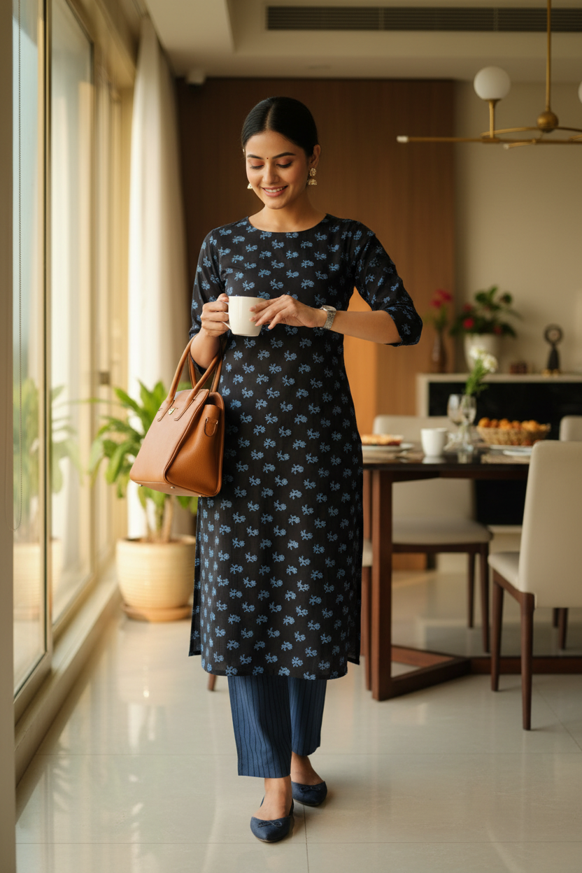 Designer hand block print Cotton top and bottom set