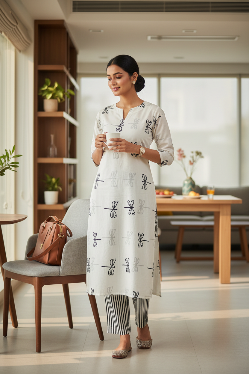 Designer hand block print Cotton top and bottom set