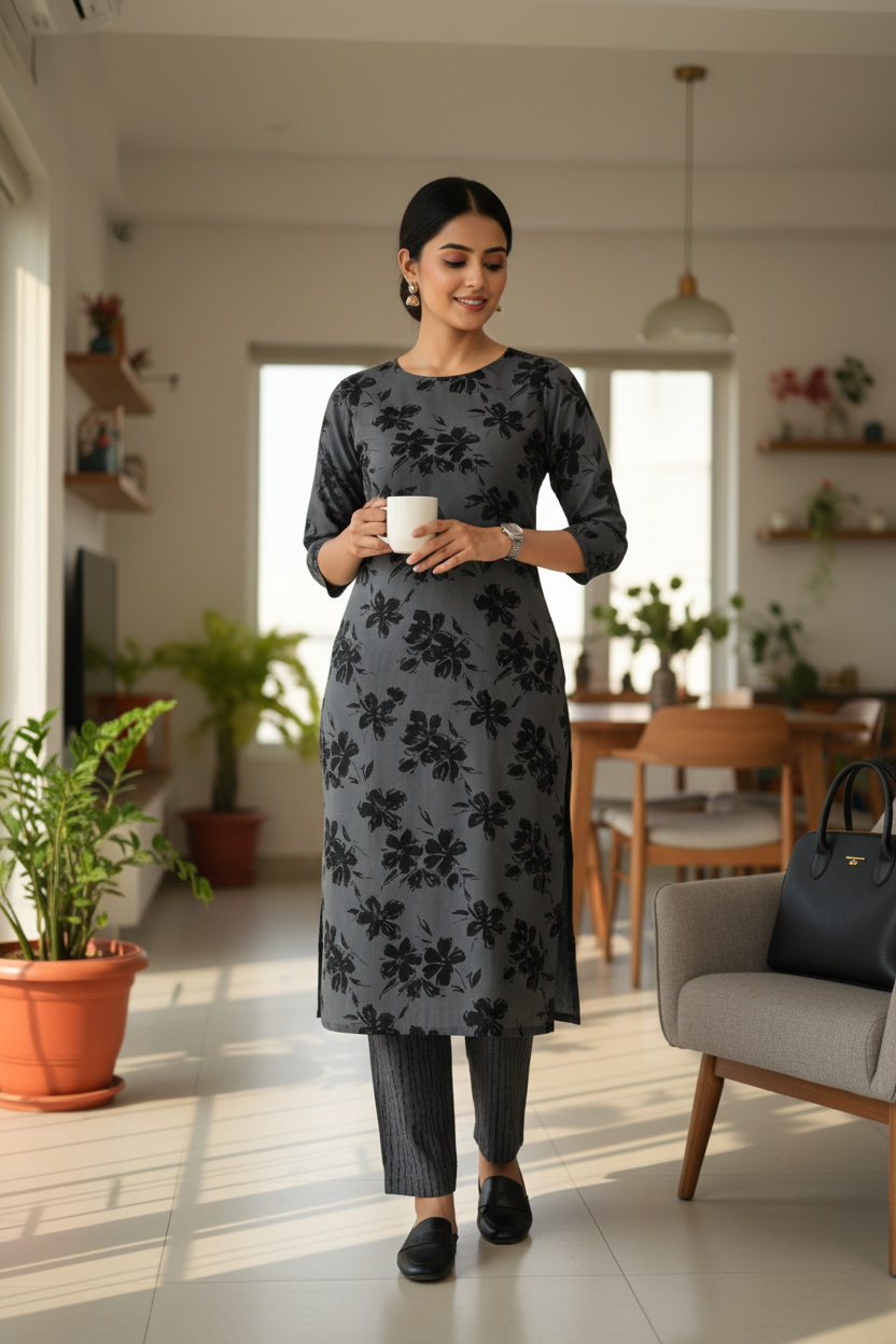 Designer hand block print Cotton top and bottom set