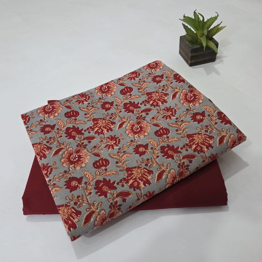 Designer hand block print Cotton top and bottom set