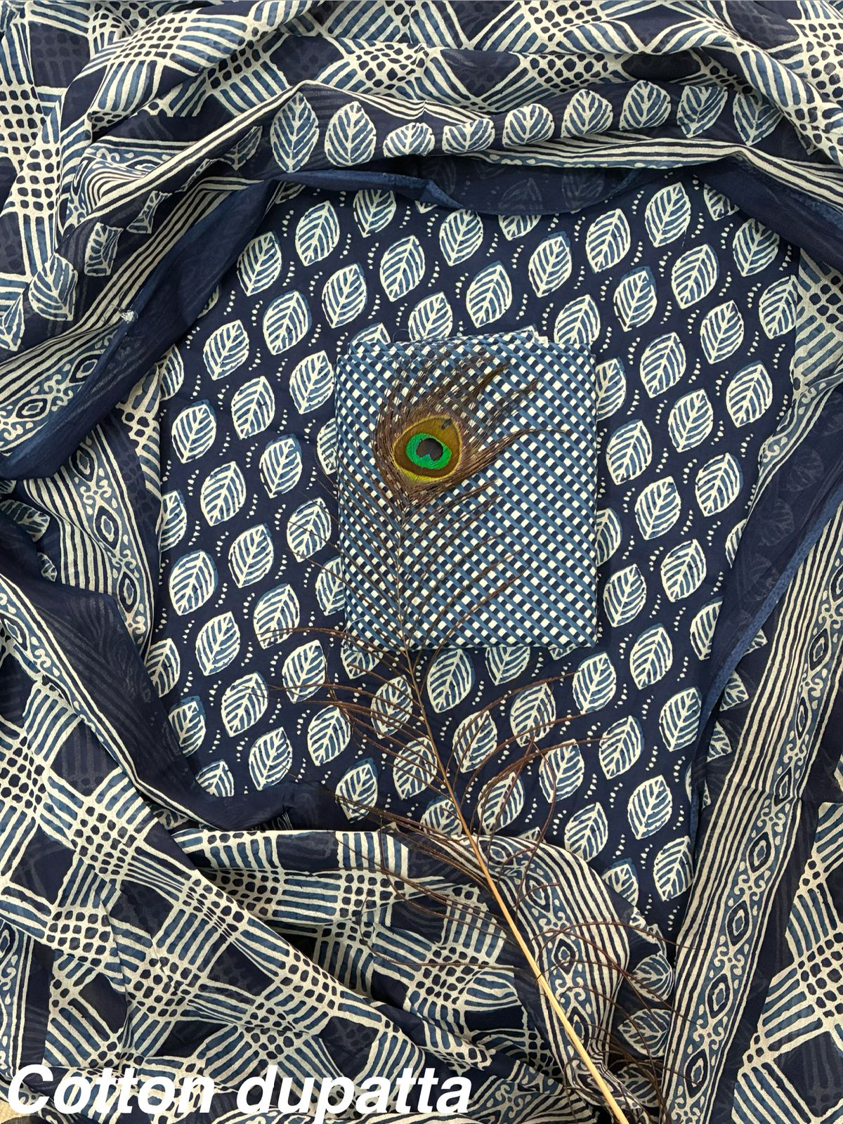 Designer Hand Block Print Pure Cotton Suit With Mulmul Dupatta