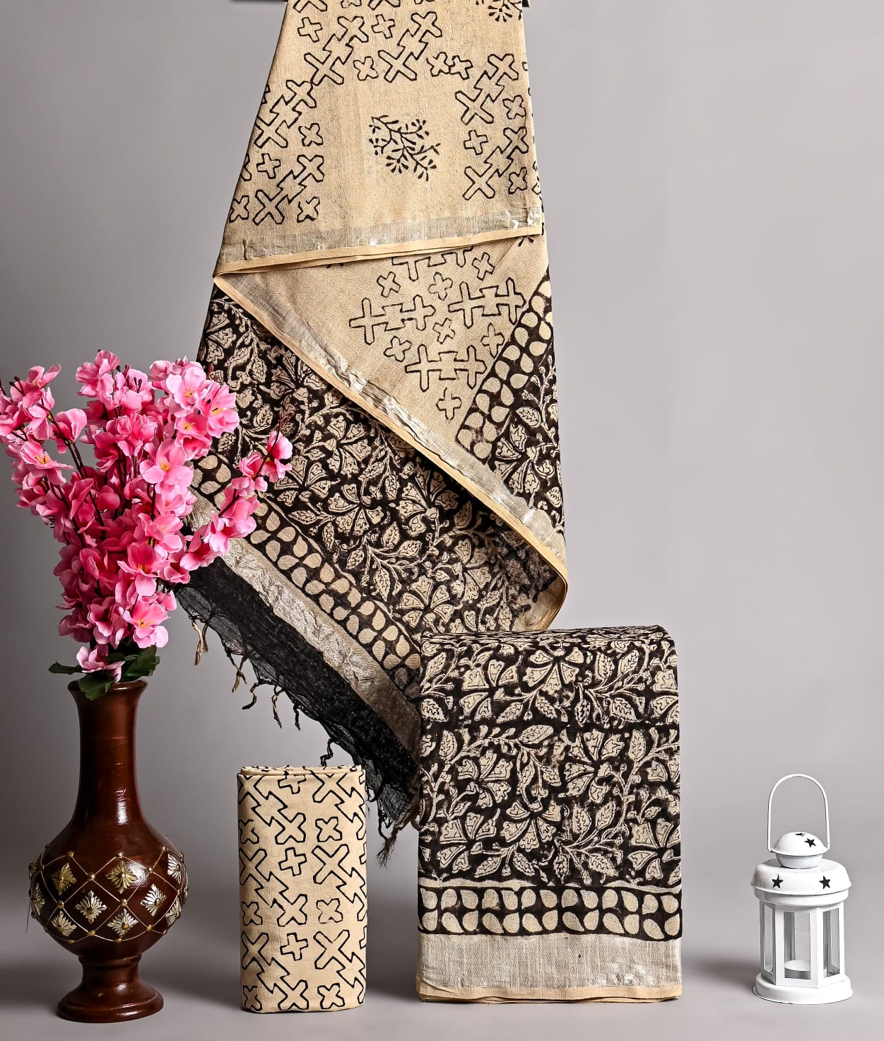Designer Hand Block Print Pure Cotton Material With Kota Doria Dupatta