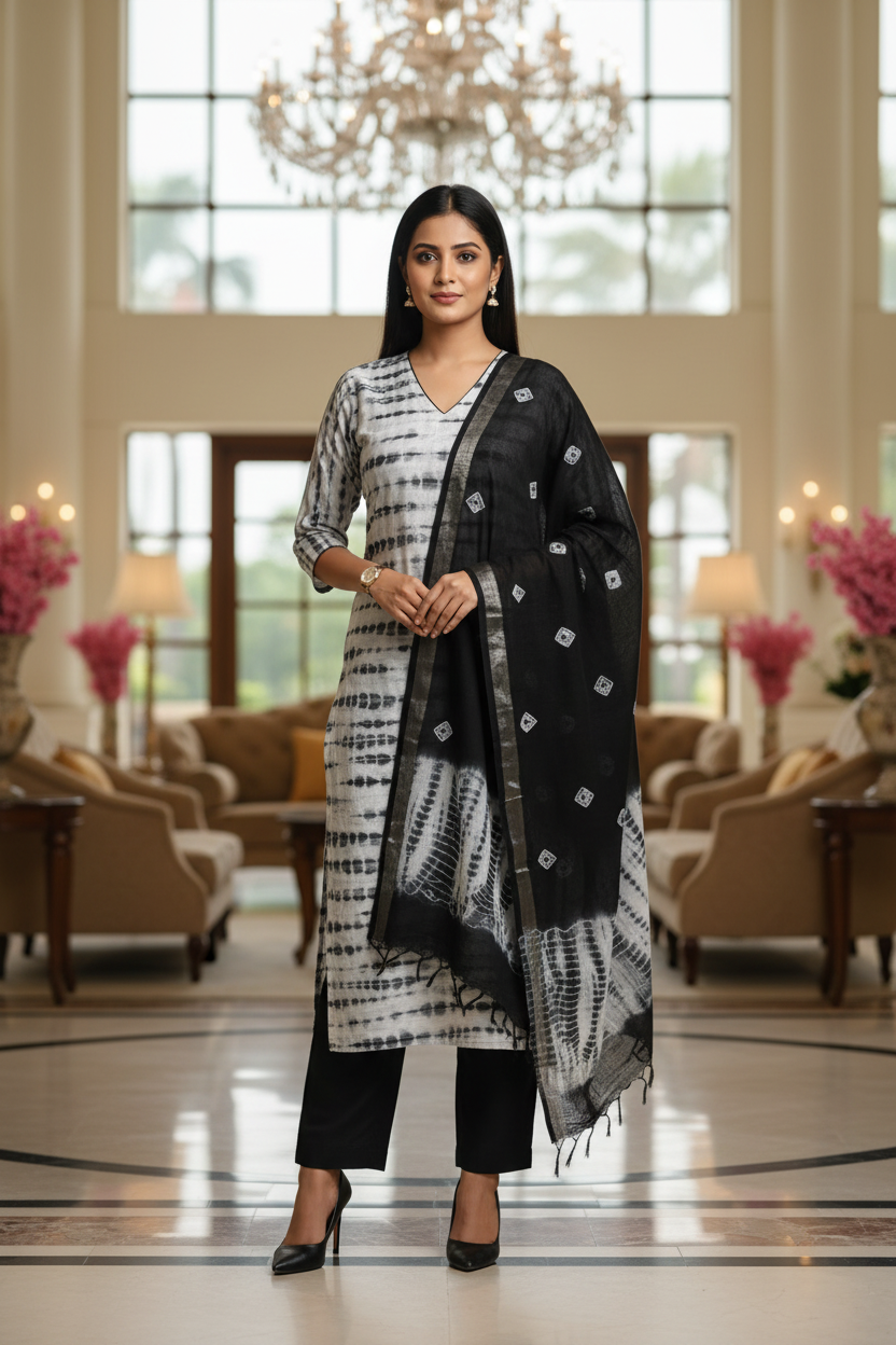 Designer Hand Block Print Pure Cotton Material With Kota Doria Dupatta
