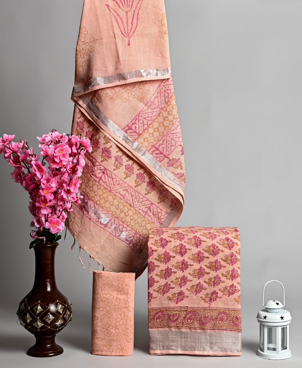 Designer Hand Block Print Pure Cotton Material With Kota Doria Dupatta